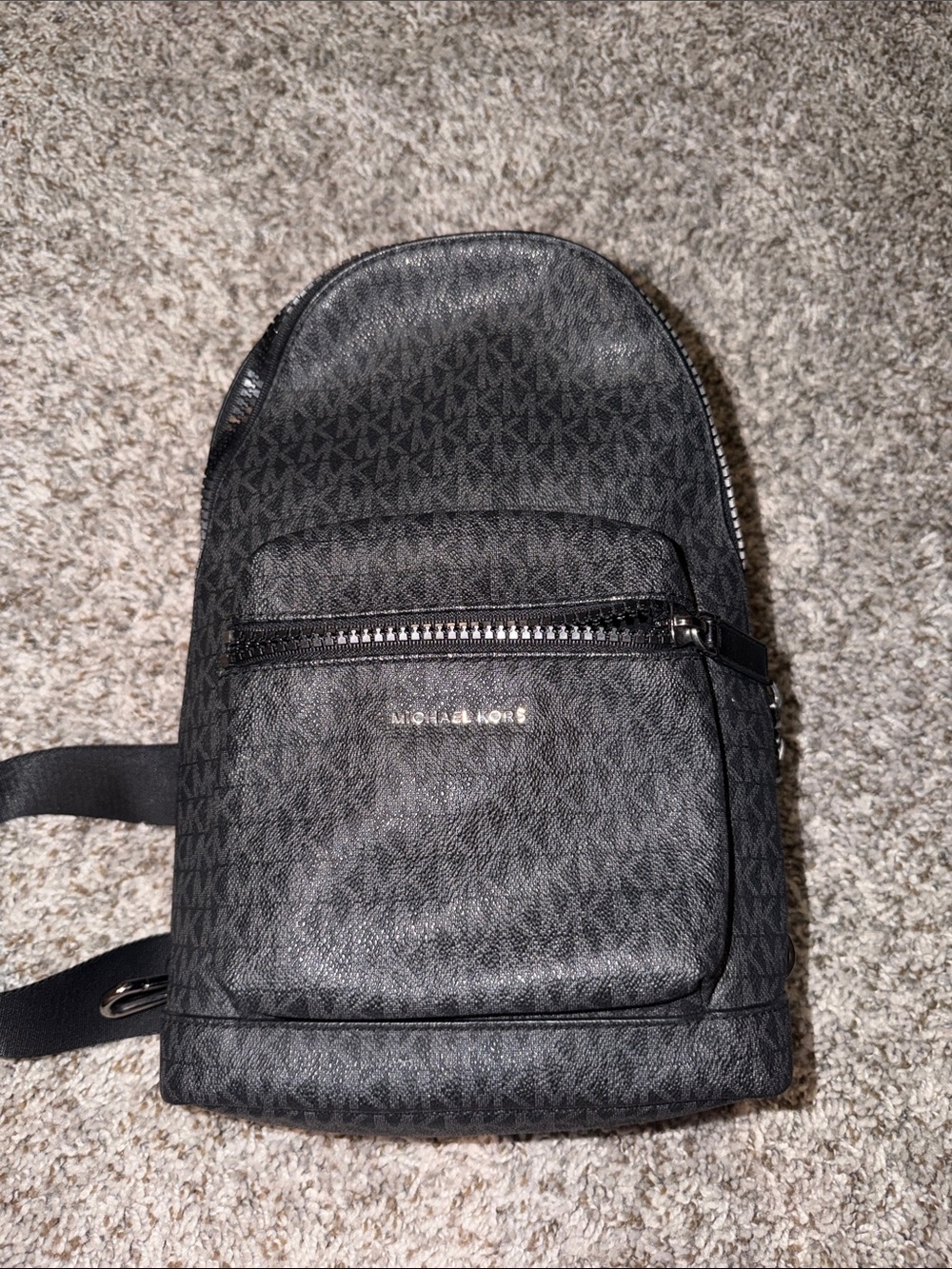 Michael Kors Black MK Monogram Sling Bag